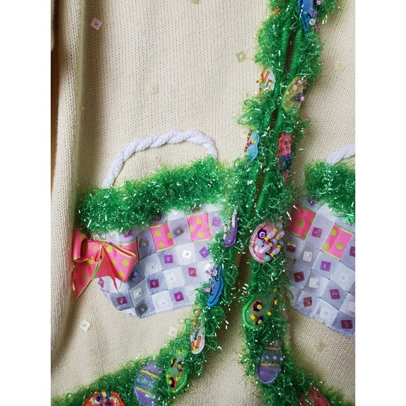 Design Options By Philip Jane Gordon‎ XL Sweater Easter Eggs Basket Grass Spring - Picture 5 of 14